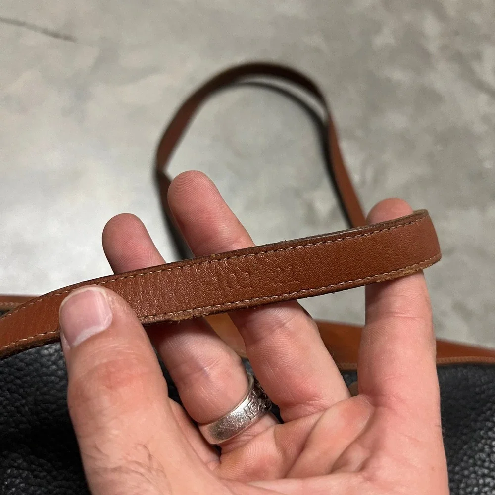Dooney & Bourke All Weather Leather Vintage Satchel Crossbody Bag Black Tan
